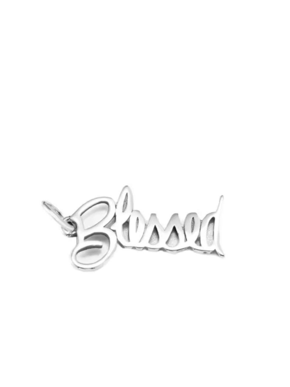 Sterling Silver "Blessed" Script Pendant - Silver